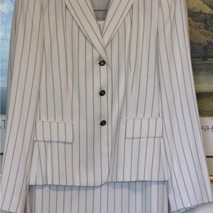 White Pinstripe Blazer and Skirt Set